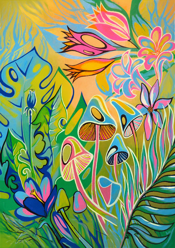 Pilze blumen kunstdruck poster - kunstdruck,