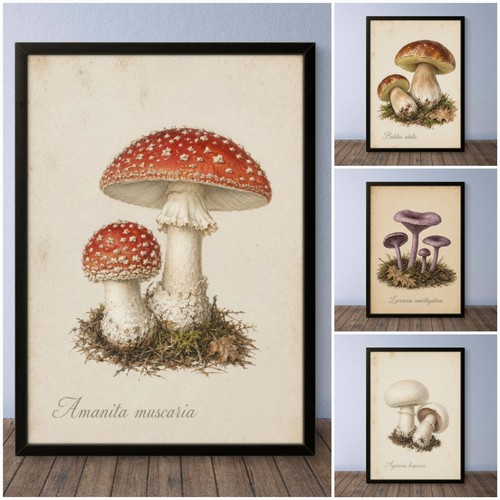Pilze vintage botanik wandbild - pilze,